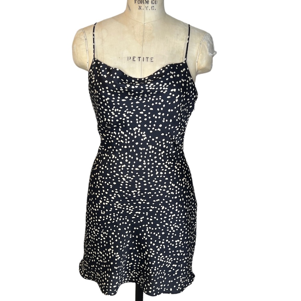 Isalis Sarafina cowl neck black mini slip dress